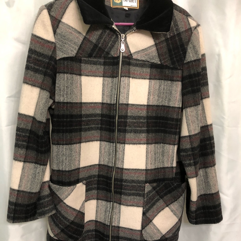 FS Sport Plaid Wool/ Nylon Coat Made in USA